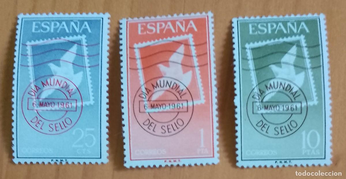 Sellos: SERIE - EDIFIL 1348 A 1350- A&Ntilde;O 1961 -.DIA MUNDIAL DEL SELLO 1961