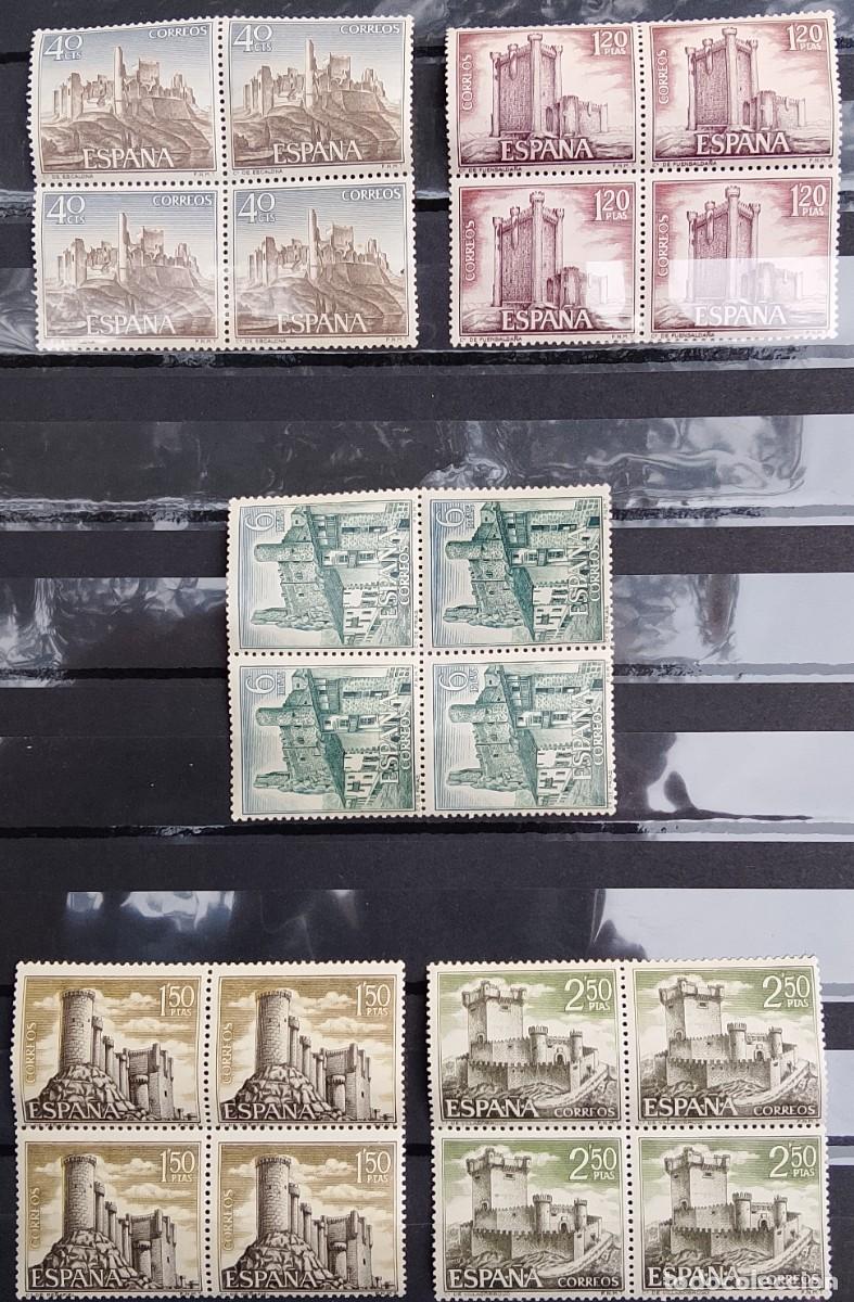 Stamps: Sellos en bloque de 4. Edifil 1880/84. Castillos de Espa&ntilde;a (III serie). 1968.