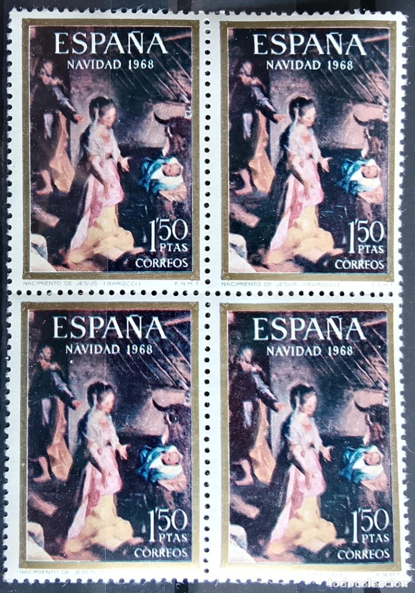 Briefmarken: Sellos en bloque de 4. Edifil 1897. Navidad. El Nacimiento de Fiori da Urbino &rdquo;El Barocchi&rdquo;. 1968.