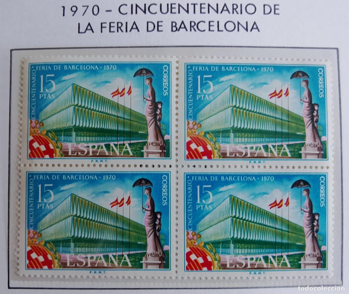Timbres: Sellos en bloque de 4. Edifil 1975. Cincuentenario de la Feria de Barcelona. 1970.