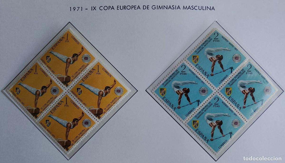 Francobolli: Sellos en bloque de 4. Edifil 2034/35. IX Copa Europea de Gimnasia Masculina en Madrid. 1971.