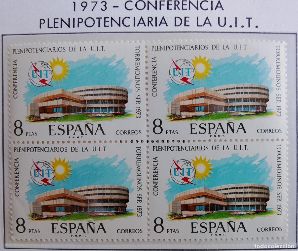 Sellos: Sellos en bloque de 4. Edifil 2145. Conferencia Plenipotenciarios de la U.I.T. en Torremolinos. 1973