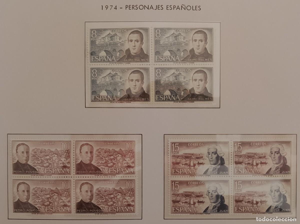 Sellos: Sellos en bloque de 4. Edifil 2180/82. Personajes Espa&ntilde;oles. 1974