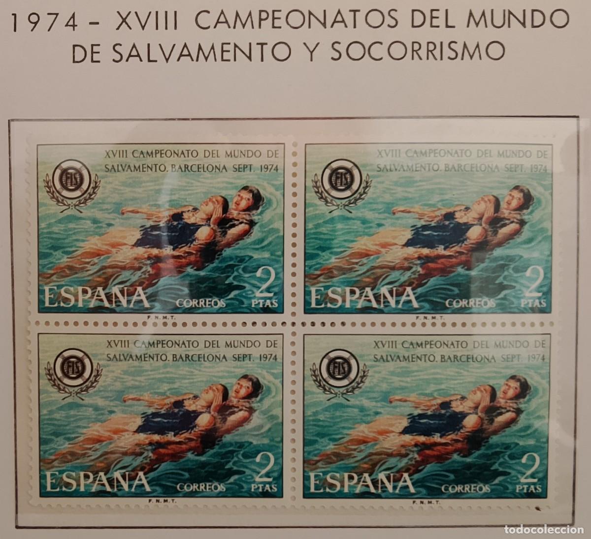 Briefmarken: Sellos en bloque de 4. Edifil 2202. XVIII Campeonatos del Mundo de Salvamento en Barcelona. 1974
