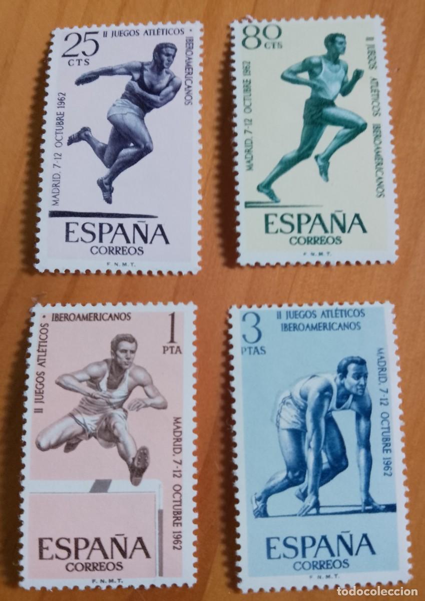 Timbres: SERIE - EDIFIL 1450 A 1453 - A&Ntilde;O 1962 - II JUEGOS ATL&Eacute;TICOS IBEROAMERICANOS