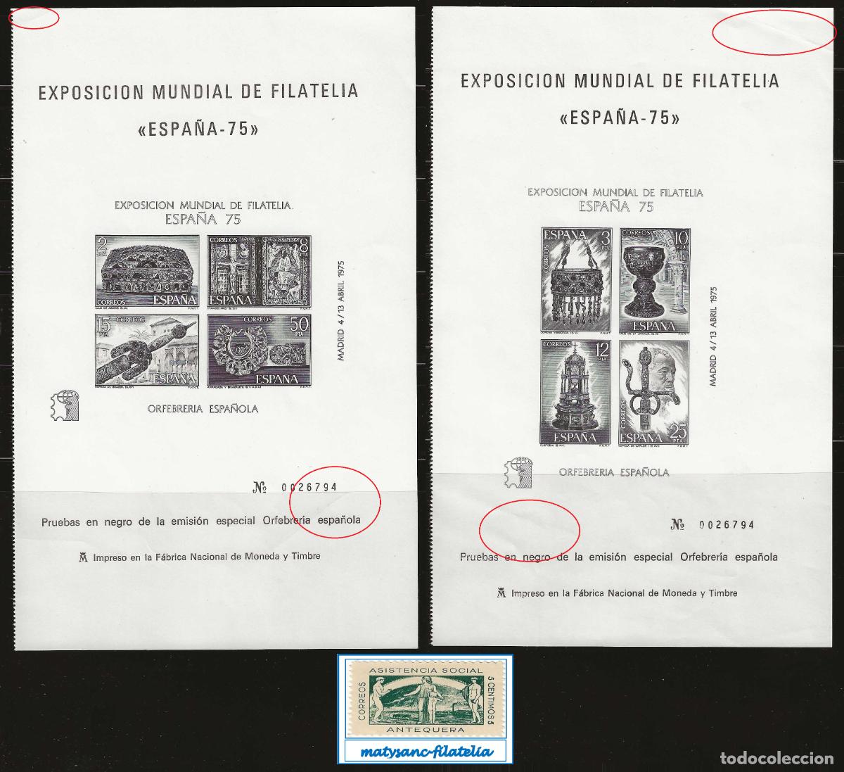 Francobolli: ESPA&Ntilde;A 1975. EDIFIL 2252/2253. PRUEBAS OFICIALES 1 Y 2 &rdquo;ESPA&Ntilde;A '75&rdquo;. MNH*** VER FOTO.