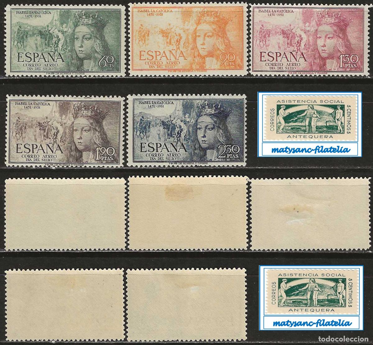 Selos: ESPA&Ntilde;A 1951. EDIFIL 1097/1101. SERIE COMPLETA &rdquo;ISABEL LA CAT&Oacute;LICA&rdquo;. VER DESCRIPCI&Oacute;N. L2