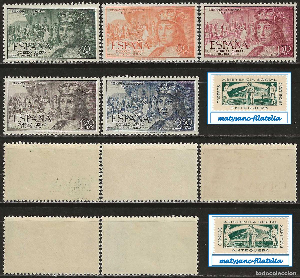 Sellos: ESPA&Ntilde;A 1952. EDIFIL 1111/1115. SERIE COMPLETA &rdquo; FERNANDO EL CAT&Oacute;LICO&rdquo;. VER DESCRIPCI&Oacute;N