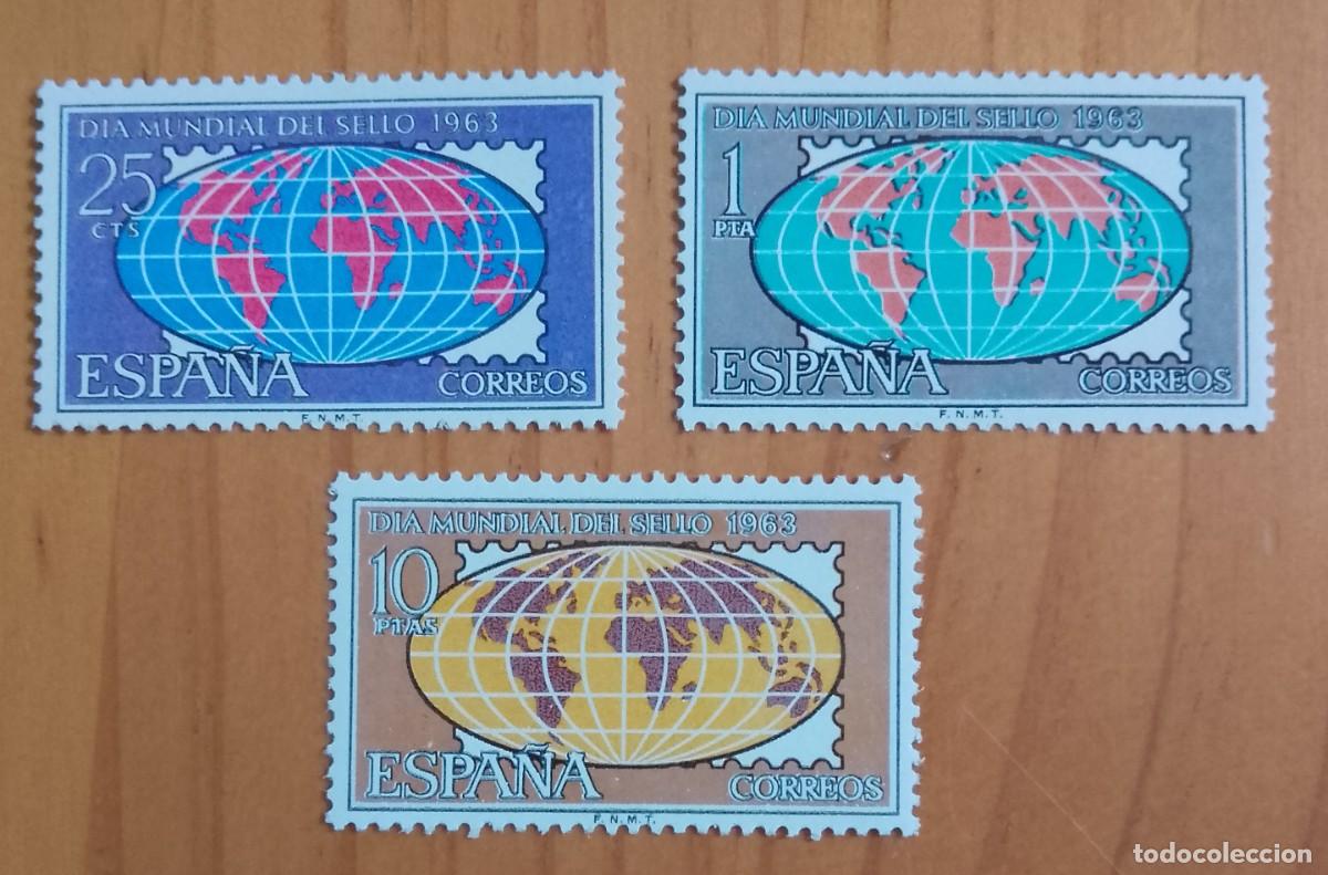 Sellos: SERIE - EDIFIL 1509 A 1511 - A&Ntilde;O 1963 - DIA MUNDIAL DEL SELLO