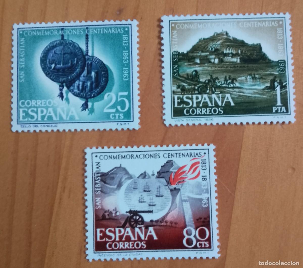 Sellos: SERIE - EDIFIL 1516 A 1518 - A&Ntilde;O 1963 - CONMEMORACIONES CENTENARIAS DE SAN SEBASTI&Aacute;N