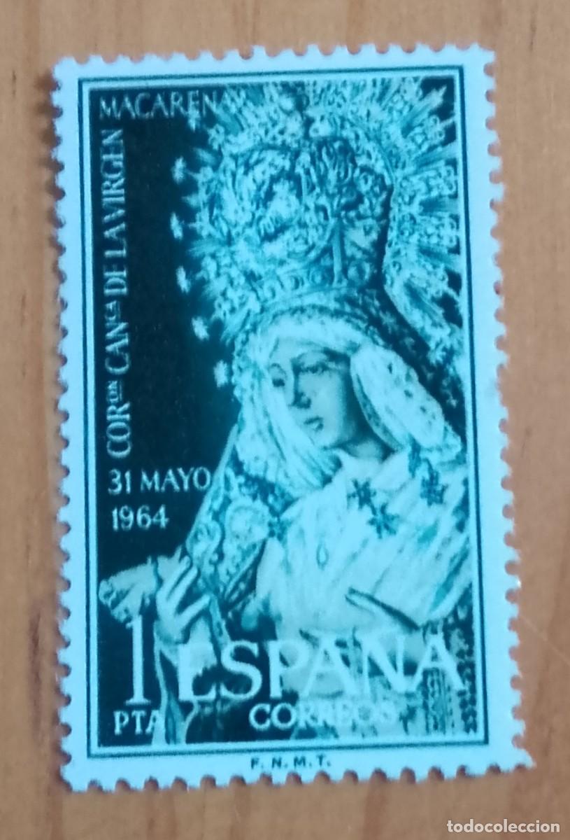 Sellos: SERIE - EDIFIL 1598 - A&Ntilde;O 1964 - CORONACION VIRGEN DE LA MACARENA.