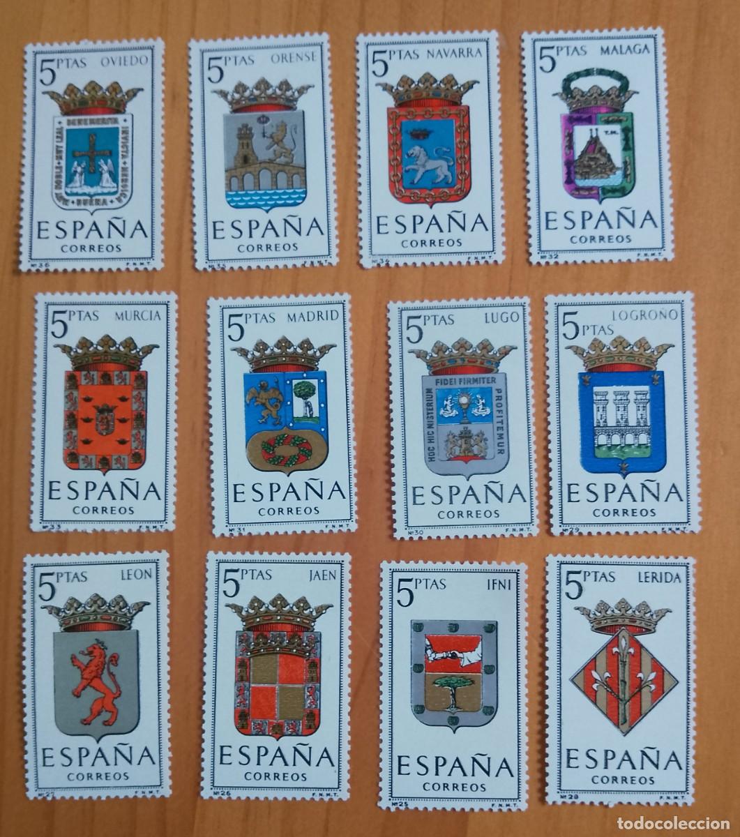 Sellos: SERIE - EDIFIL 1551 A 1562 - A&Ntilde;O 1964 - ESCUDOS CAPITALES PROVINCIAS ESPA&Ntilde;OLAS (N&Uacute;MEROS 25 A 36)