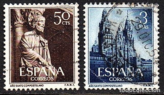 Sellos: SERIE USADA DE ESPA&Ntilde;A - A&Ntilde;O SANTO COMPOSTELANO - A&Ntilde;O 1.954