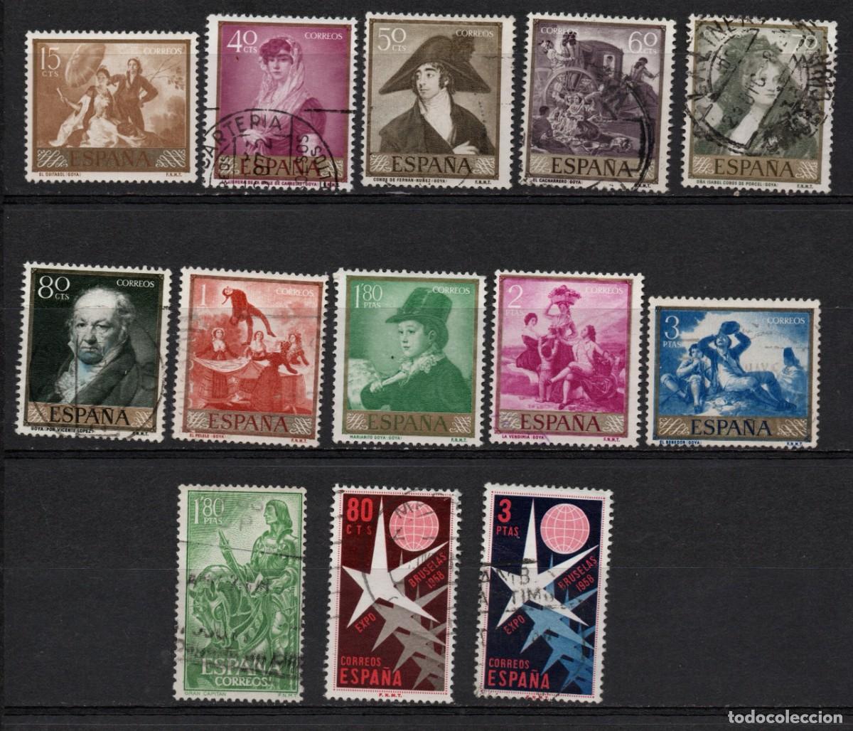 Sellos: VARIAS SERIES COMPLETAS USADAS DE ESPA&Ntilde;A A&Ntilde;O 1.958 (3)