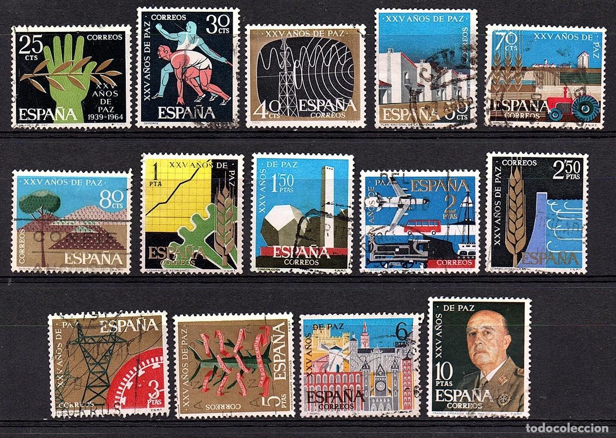 Sellos: SERIE USADA XXV A&Ntilde;OS DE PAZ ESPA&Ntilde;OLA - A&Ntilde;O 1.964