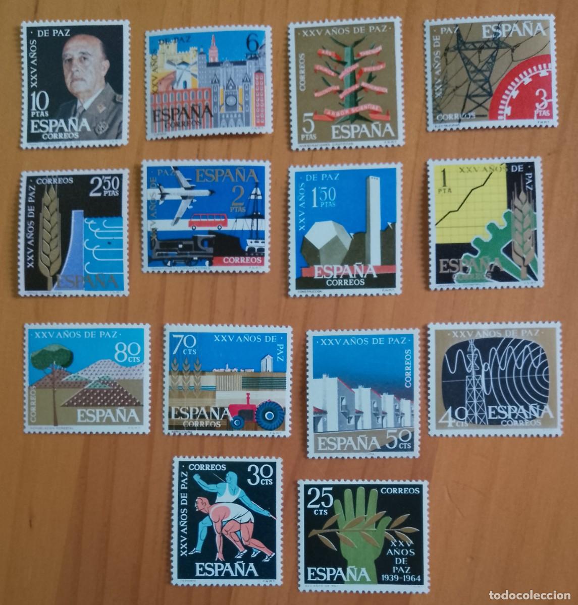 Sellos: SERIE - EDIFIL 1576 A 1589 - A&Ntilde;O 1964 - XXV A&Ntilde;OS DE PAZ
