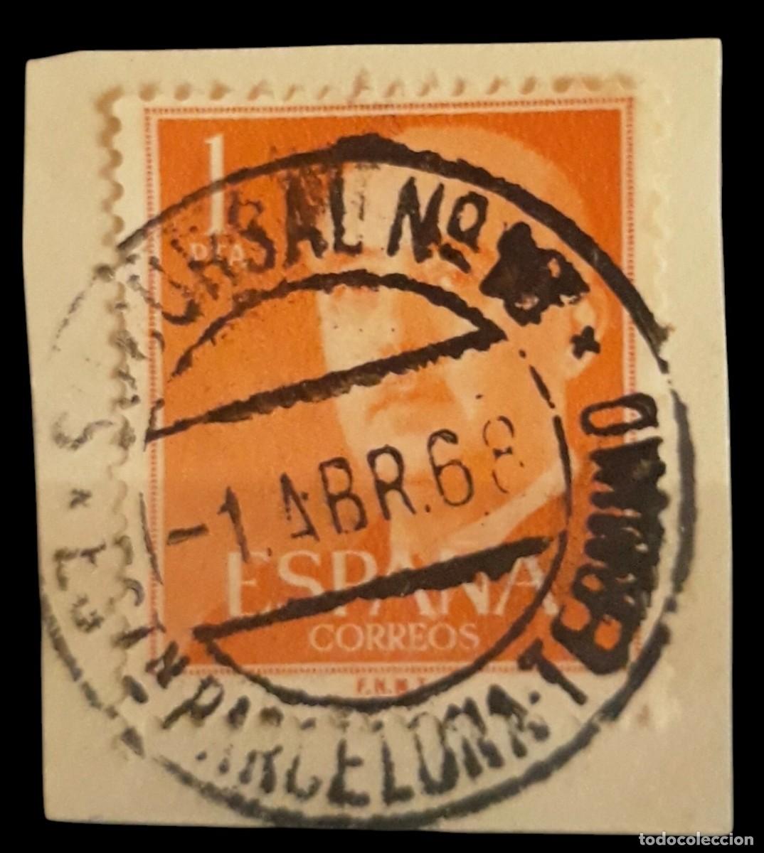 Sellos: FRANCO 1955. FECHADOR ESTACI&Oacute;N BARCELONA 1 ABRIL 1968. USADO.