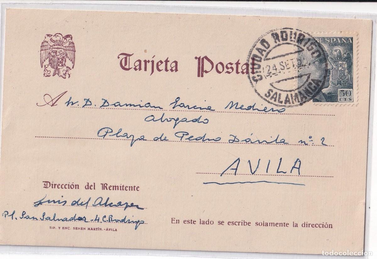 Stamps: Postal patri&oacute;tica . Enviada desde Ciudad Rodrigo a Avila. 1955