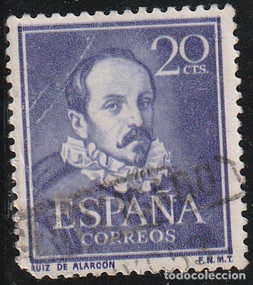 Stamps: Espa&ntilde;a 1950 Edifil 1074 Sello &ordm; Literatos Juan Ruiz de Alarcon y Mendoza Michel 974 Yvert 801 Spain