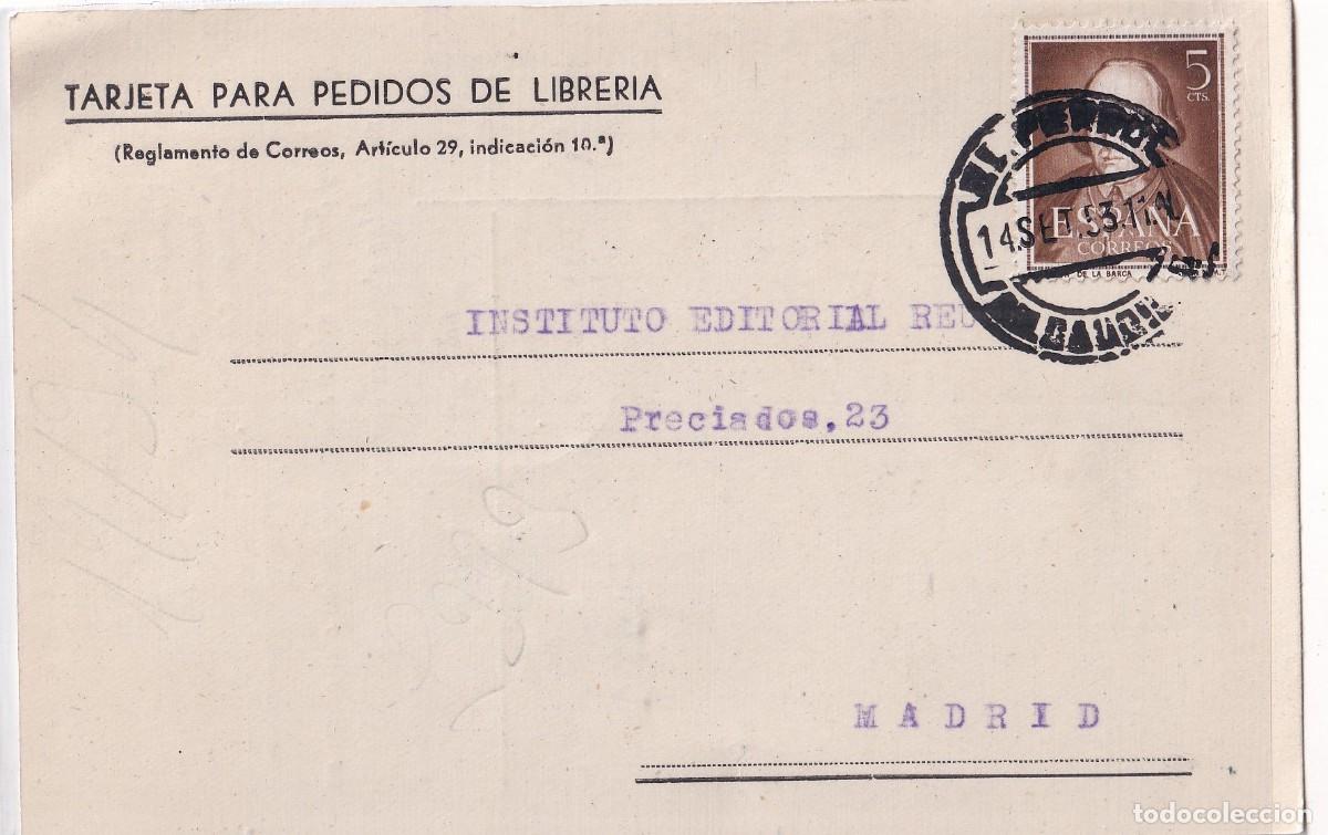 Stamps: Tarjeta para pedidos de librer&iacute;a. Librer&iacute;a cat&oacute;lica Orjaes. Ferrol 1953