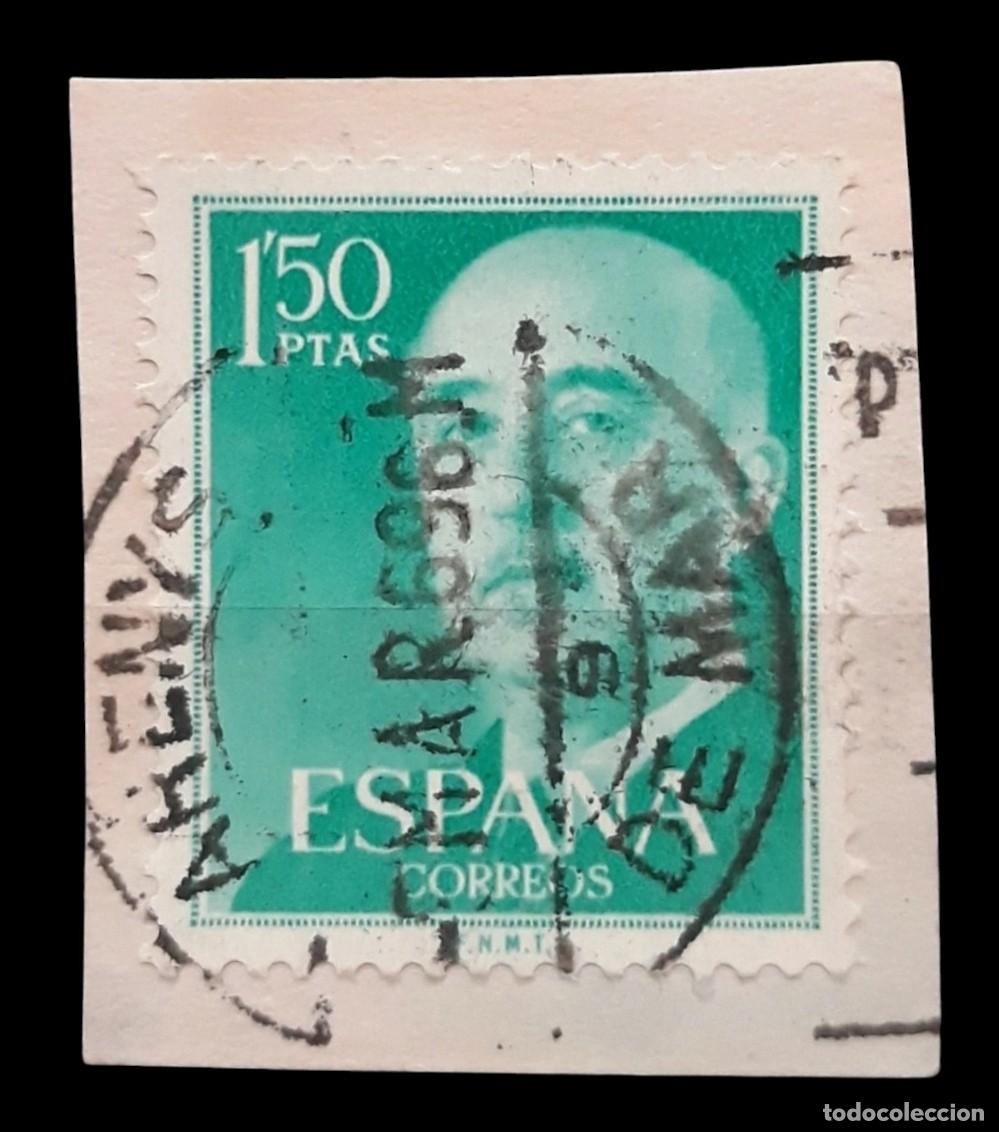 Sellos: FRANCO 1955. FECHADOR ARENYS DE MAR - BARCELONA. USADO .
