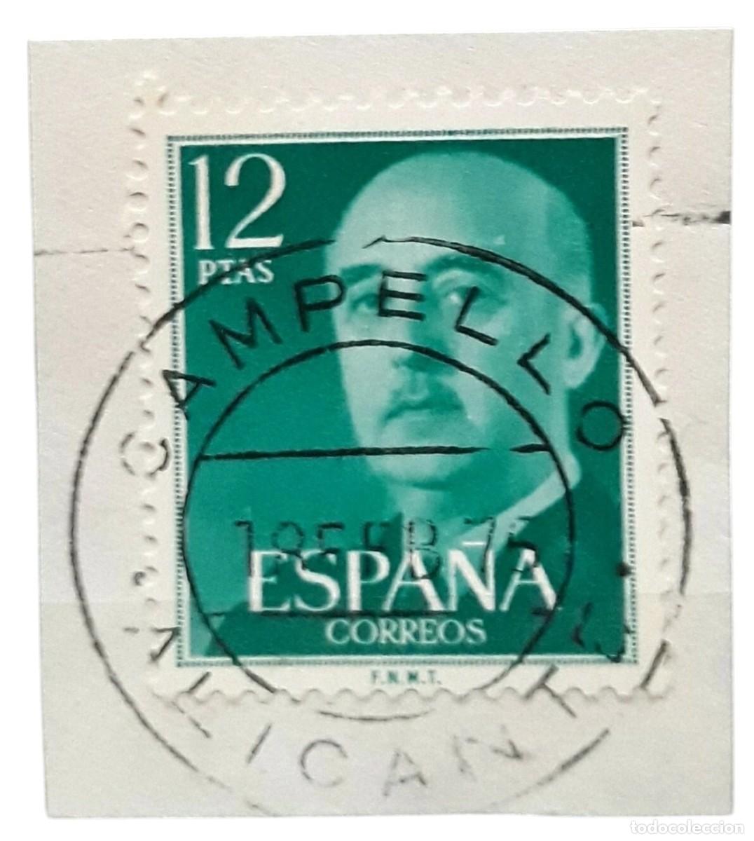 Sellos: FRANCO 1974. FECHADOR CAMPELLO (ALICANTE) 18 DE FEBRERO 1975. USADO.