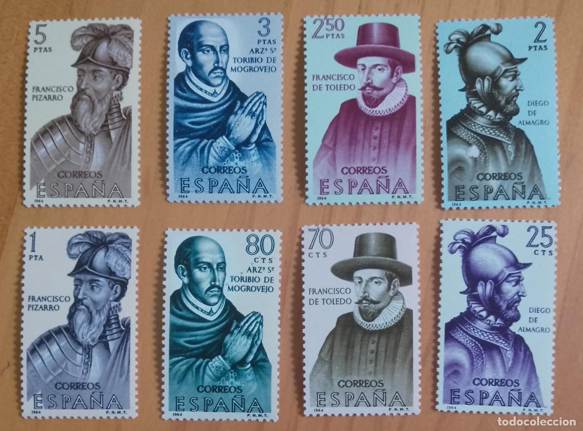 Sellos: SERIE - EDIFIL 1622 A 1629 - A&Ntilde;O 1964 - FORJADORES DE AM&Eacute;RICA.