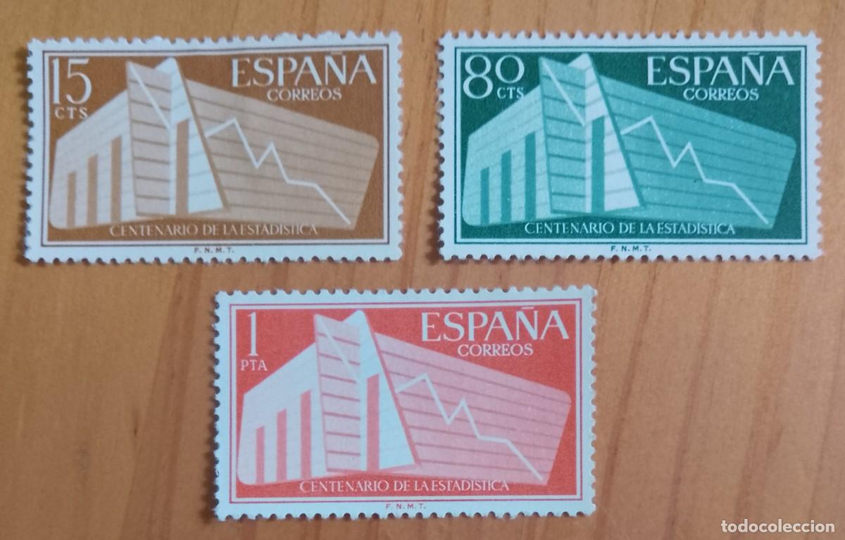 Sellos: SERIE - EDIFIL 1196 A 1198- A&Ntilde;O 1956 - CENTENARIO DE LA ESTADISTICA.