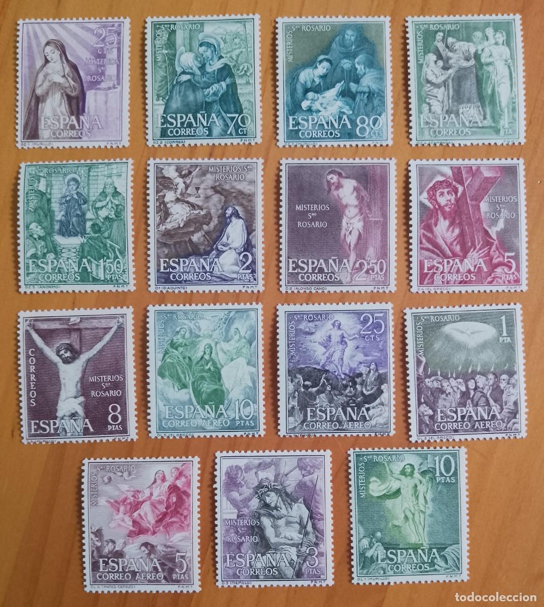 Sellos: SERIE - EDIFIL 1463 A 1477 - A&Ntilde;O 1962 - MISTERIOS DEL SANTISIMO ROSARIO