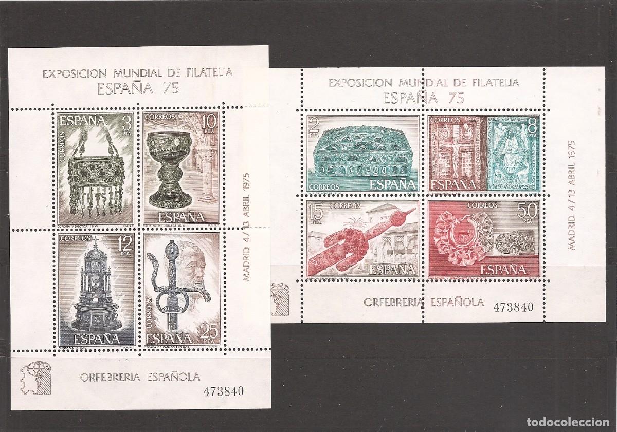 Sellos: Sellos de Espa&ntilde;a A&ntilde;o 1975 Expo Mundial Filatelia Espa&ntilde;a 75 , juegos de HB nuevas** N&ordm; 2252/53