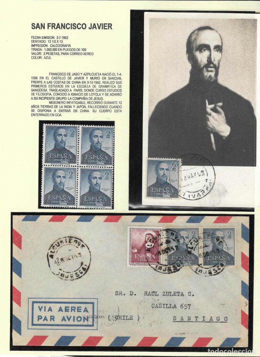 Sellos: Coleccion Edifil 1118 Francisco Javier. Cartas, Bloques de 4, SPD, etc. 1952. Ver imagenes