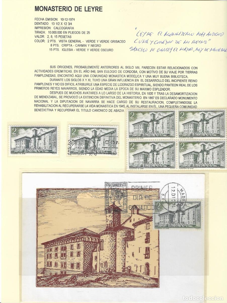 Sellos: Gran lote. SPD, tarjeta, sellos y carta Monasterio de Leyre. Navarra. 1974