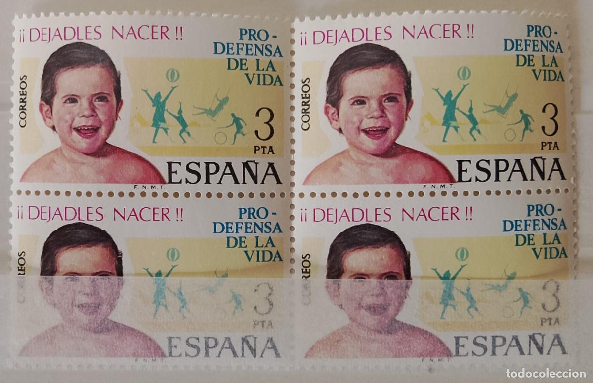 Briefmarken: Sellos Bloques de 4. Edifil 2282. Pro Defensa de la Vida. Dejadles Nacer. A&ntilde;o 1975.