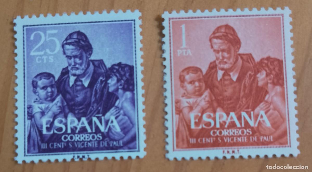 Sellos: SERIE - EDIFIL 1296 Y 1297 - A&Ntilde;O 1960 - III CENTENARIO DE LA MUERTE DE SAN VICENTE PAUL