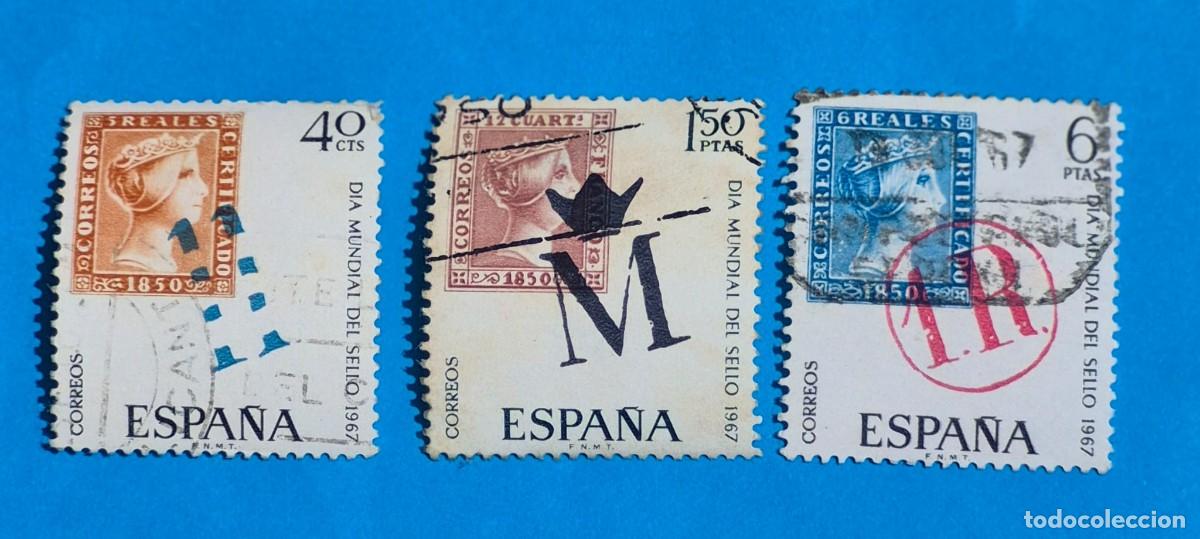 Sellos: DIA MUNDIAL DEL SELLO - ESPA&Ntilde;A 1967-EDIFIL 1798 / 1800 serie completa usado
