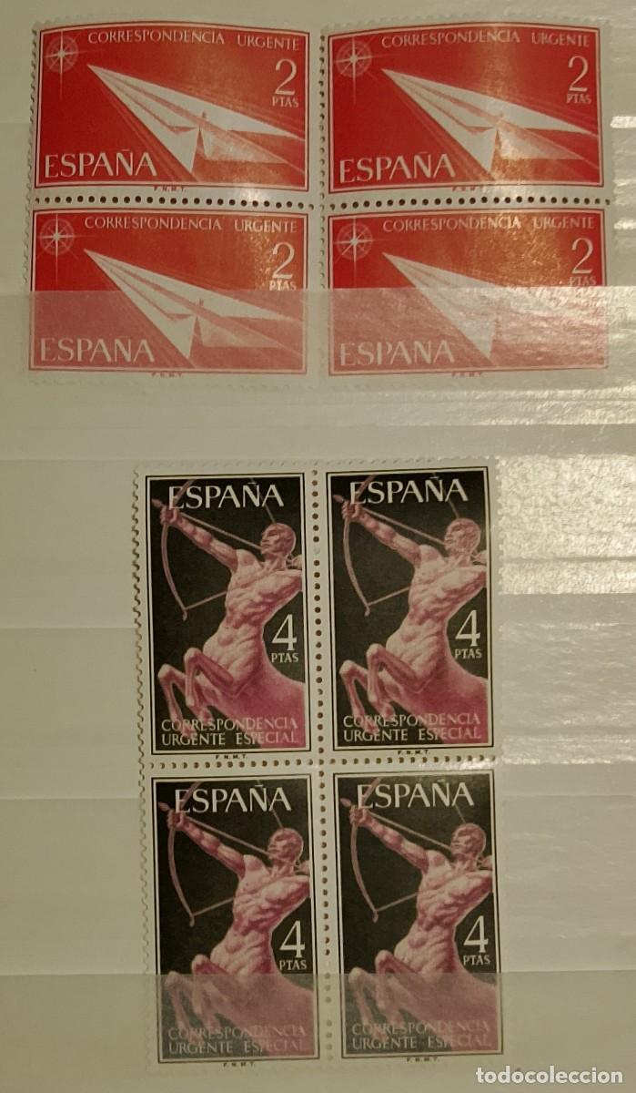 Stamps: Sellos Bloques de 4. Edifil 1185/86. Alegor&iacute;as. Correo Urgente. A&ntilde;o 1956.