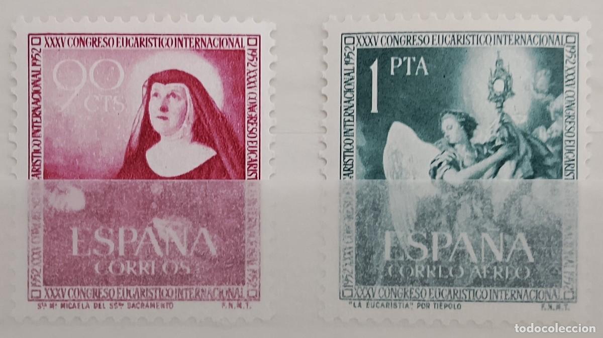 Stamps: Sellos. Edifil 1116/17. XXXV Congreso Eucar&iacute;stico Internacional en Barcelona. A&ntilde;o 1952.