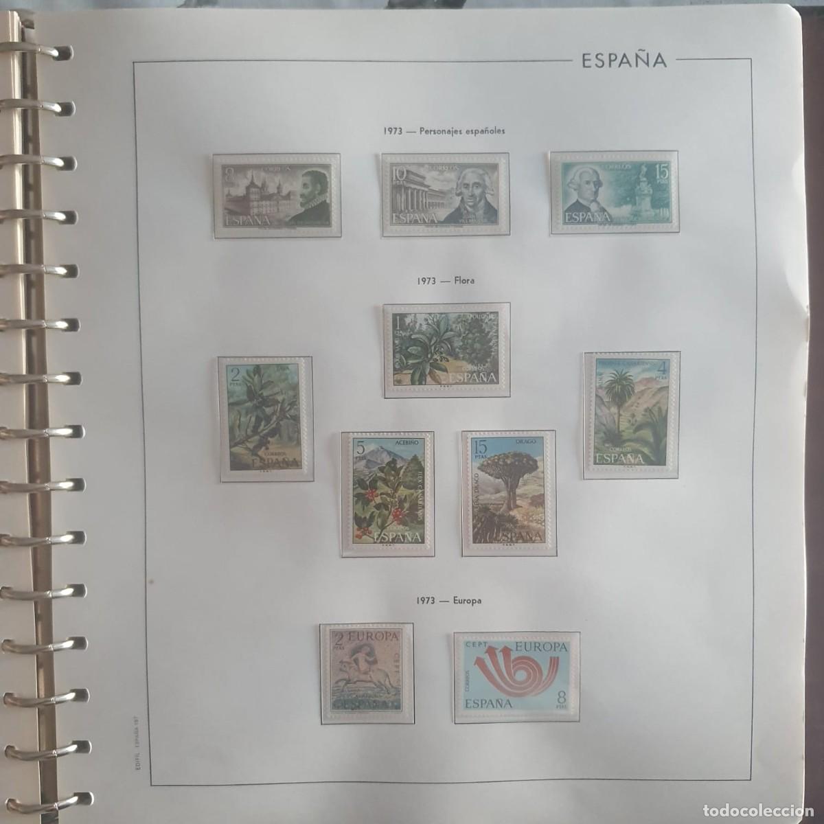 Briefmarken: A&Ntilde;O COMPLETO ESPA&Ntilde;A 1973 EDIFIL 2117 ** A 2166 ** MONTADO HOJAS EDIFIL