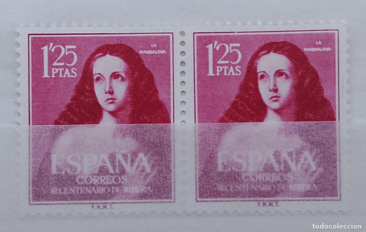 Briefmarken: Sellos en bloque de 2. Edifil 1129. III Centenario de la muerte del pintor Jos&eacute; de Ribera. A&ntilde;o 1954.