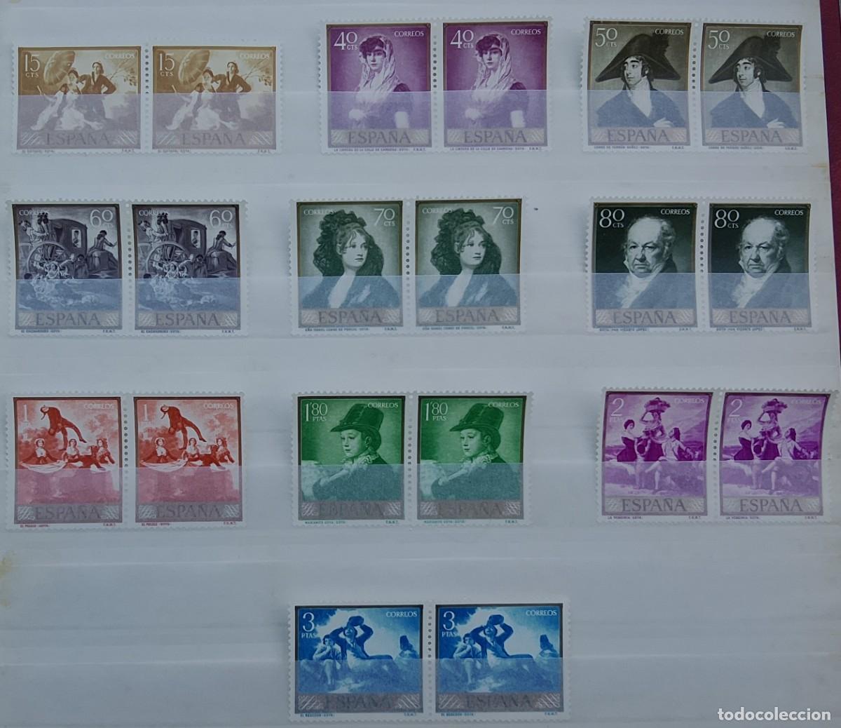 Stamps: Sellos en bloque de 2. Edifil 1210/19. Pintor Goya. A&ntilde;o 1958.