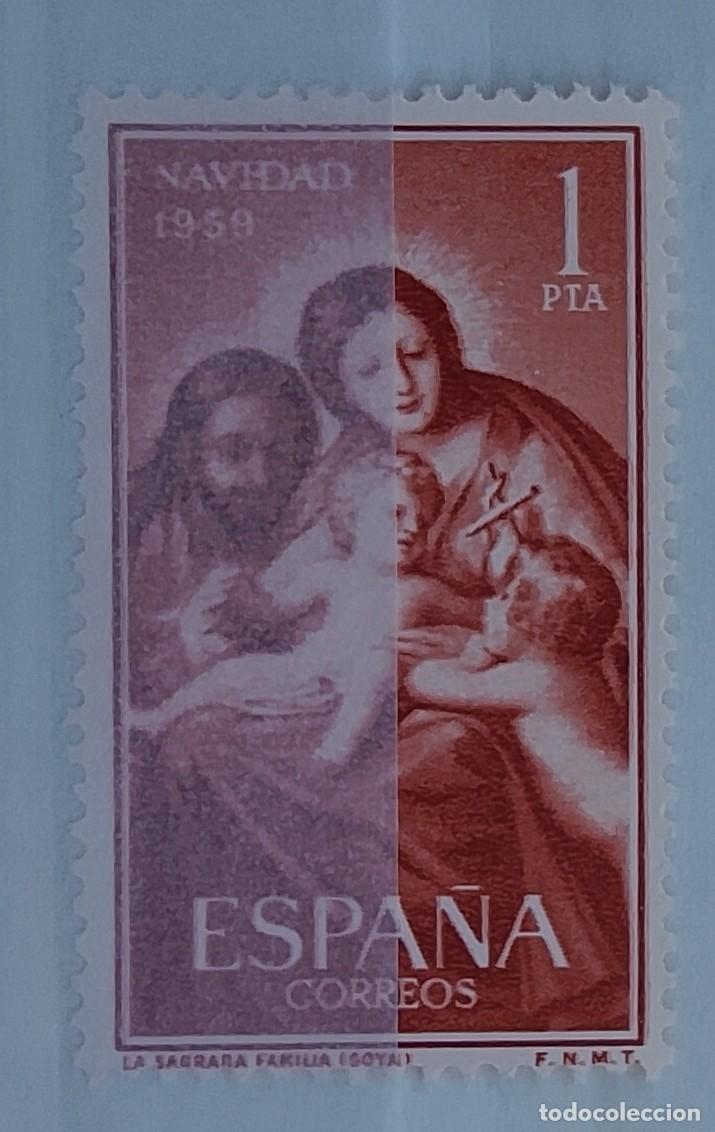 Francobolli: Sellos. Edifil 1253. Navidad &rdquo;La Sagrada Familia, de Goya&rdquo; (II Serie). A&ntilde;o 1959.