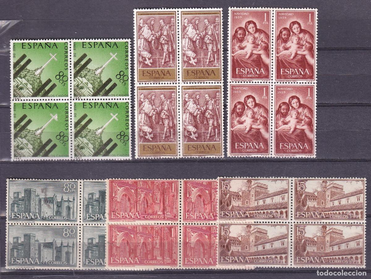 Francobolli: Sellos Espa&ntilde;a A&ntilde;o 1959 edifil 1248/53 en bloque de cuatro nuevo sin fijasello Valor cat. 6,40&euro;