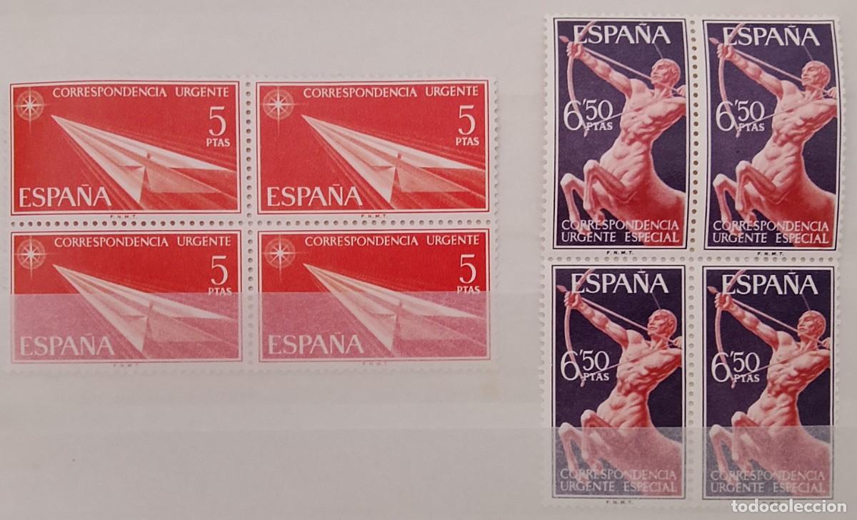 Sellos: Sellos en bloque de 4. Edifil 1765/66. Alegor&iacute;as. Correo Urgente. A&ntilde;o 1966.