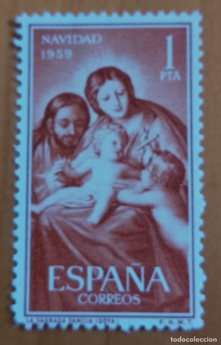 Sellos: SERIE - EDIFIL 1253 - A&Ntilde;O 1959 - NAVIDAD,LA SAGRADA FAMILIA DE GOYA