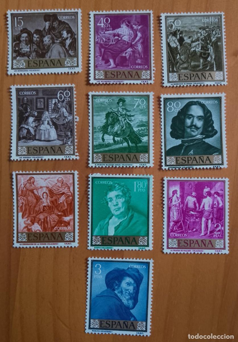 Sellos: SERIE - EDIFIL 1238 A 1247 - A&Ntilde;O 1959 - PINTURA: VELAZQUEZ. D&Iacute;A DEL SELLO.