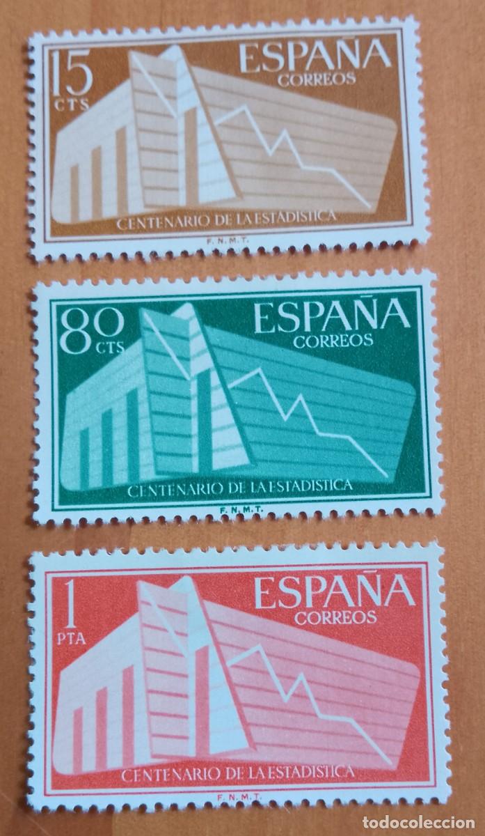 Sellos: SERIE - EDIFIL 1196, 1197 Y 1198 - A&Ntilde;O 1956 - CENTENARIO DE LA ESTADISTICA ESPA&Ntilde;OLA