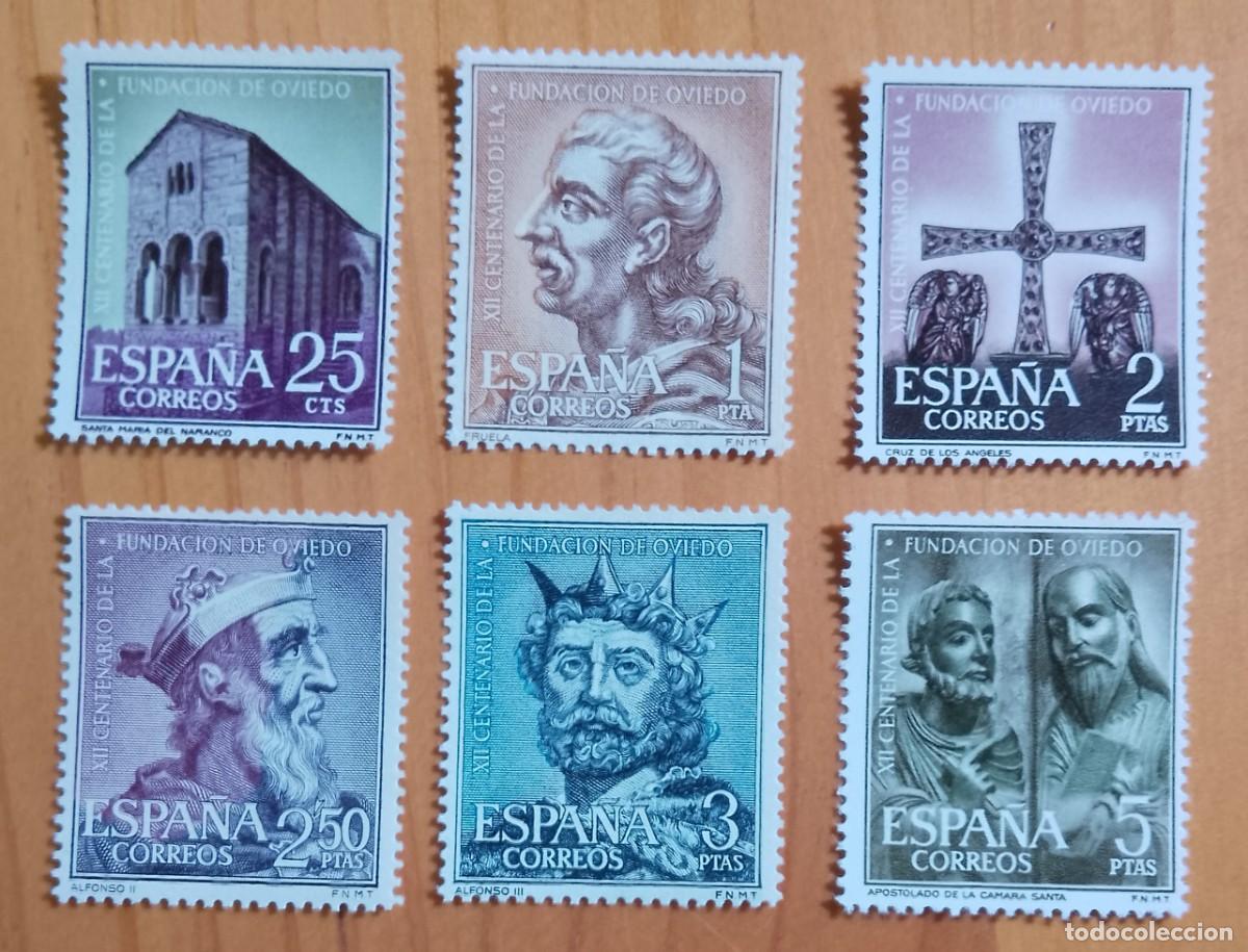 Sellos: SERIE - EDIFIL 1394 A 1399 - A&Ntilde;O 1961 - XII CENTENARIO DE LA FUNDACI&Oacute;N DE OVIEDO.