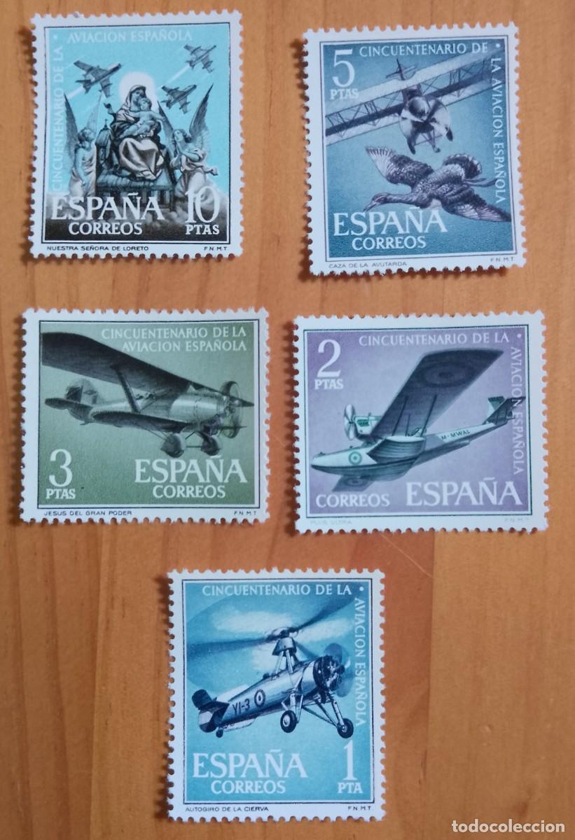 Sellos: SERIE - EDIFIL 1401 A 1405 - A&Ntilde;O 1961 - L ANIVERSARIO DE LA AVIACI&Oacute;N ESPA&Ntilde;OLA.