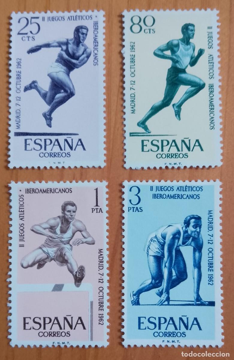 Sellos: SERIE - EDIFIL 1450 A 1453 - A&Ntilde;O 1962 - II JUEGOS ATL&Eacute;TICOS IBEROAMERICANOS