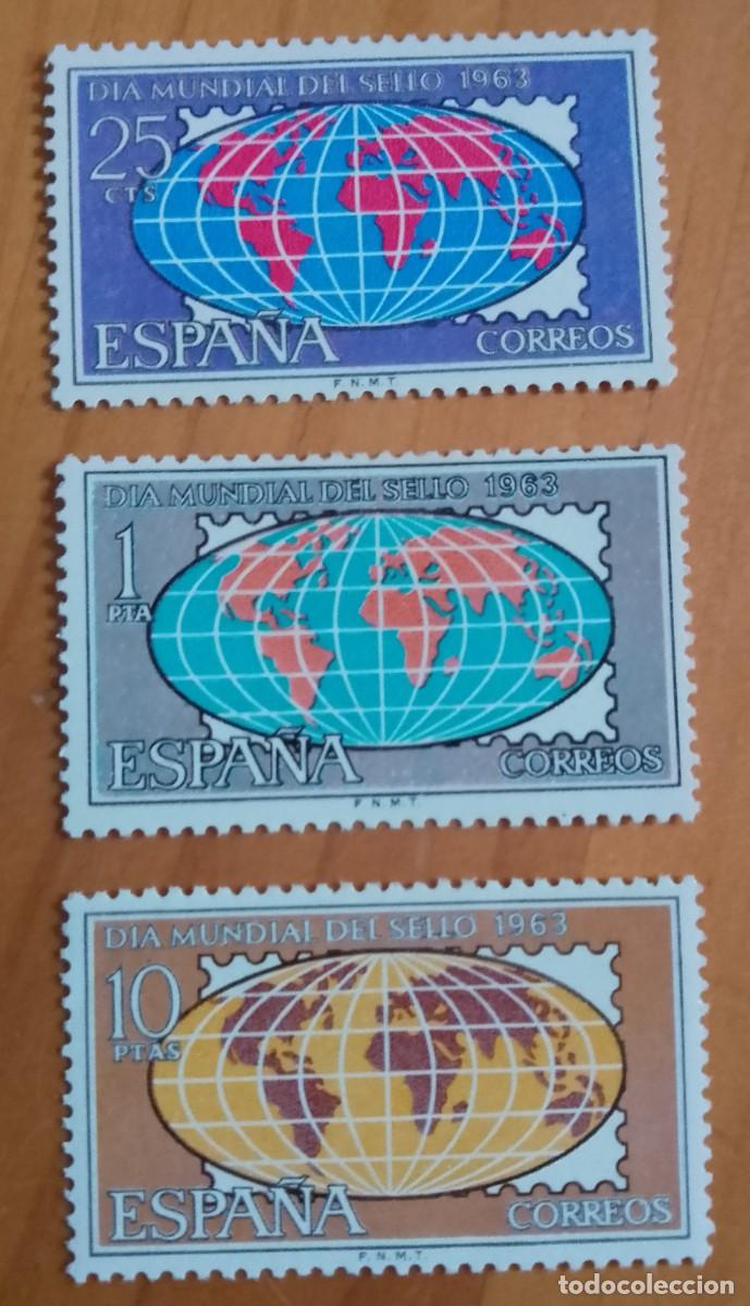 Sellos: SERIE - A&Ntilde;O 1963 - EDIFIL 1509, 1510 y 1511 - DIA MUNDIAL DEL SELLO